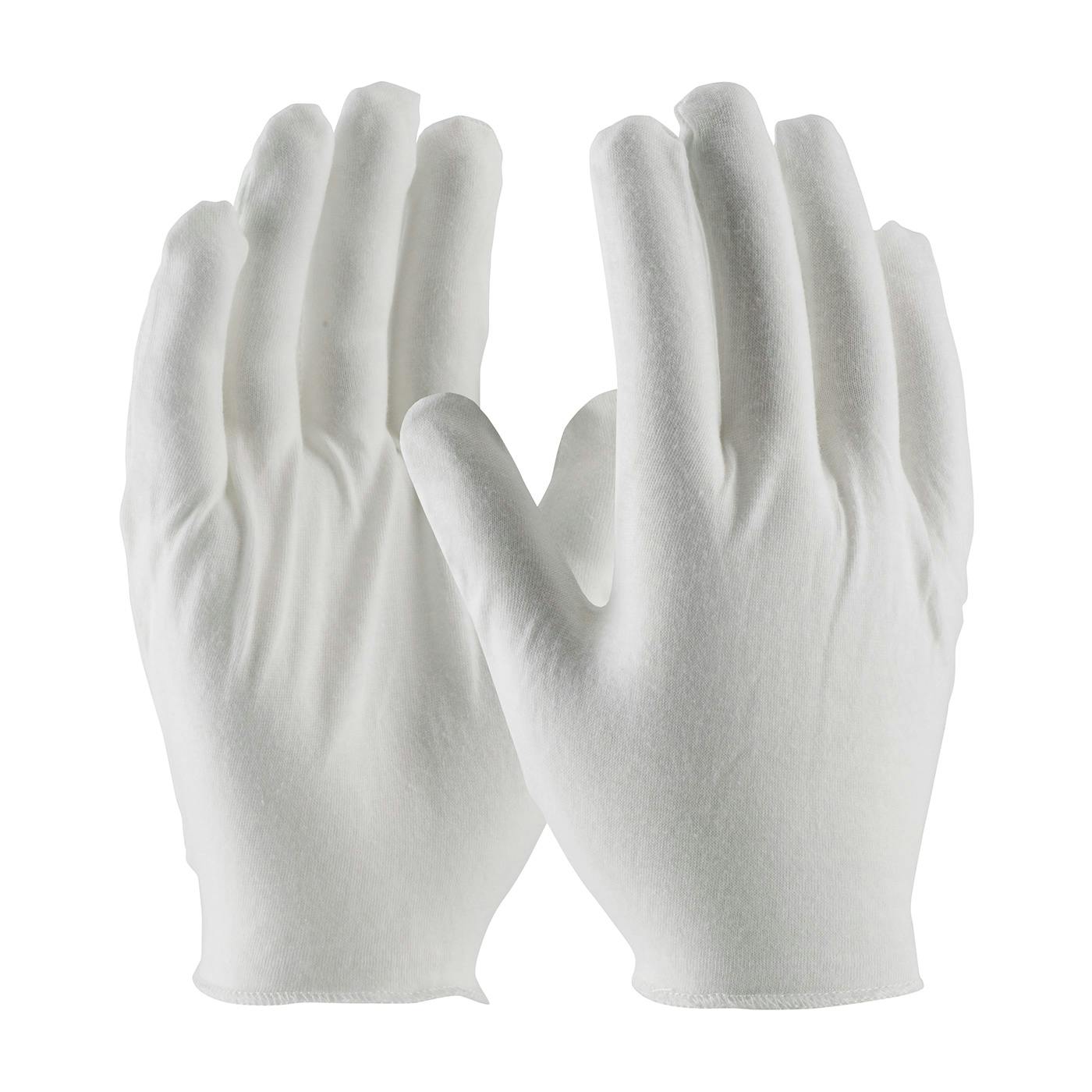 Medium Weight Cotton Lisle Inspection Glove with Overcast Hem Cuff - Men's, White (97-520H) - MENS_1