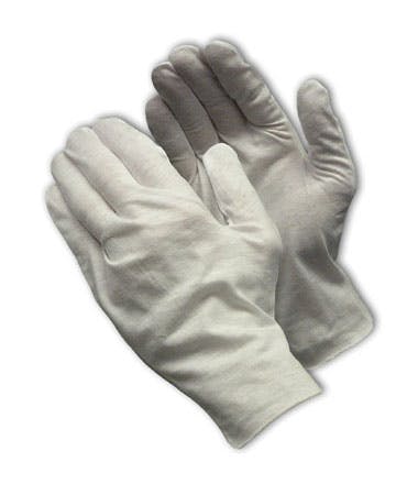 Medium Weight Cotton Lisle Inspection Glove with Unhemmed Cuff - 10.5", White (97-521/10) - LADIES