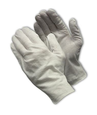 Medium Weight Cotton Lisle Inspection Glove with Unhemmed Cuff - 10.5in., White (97-521/10) - LADIES