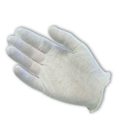 Medium Weight Cotton Lisle Inspection Glove with Overcast Hem Cuff - Ladies', White (97-521H) - LADIES