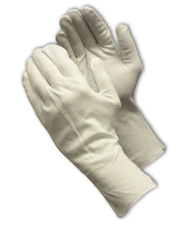 Heavy Weight Cotton Lisle Inspection Glove with Unhemmed Cuff - 12in., White (97-541/12) - LADIES