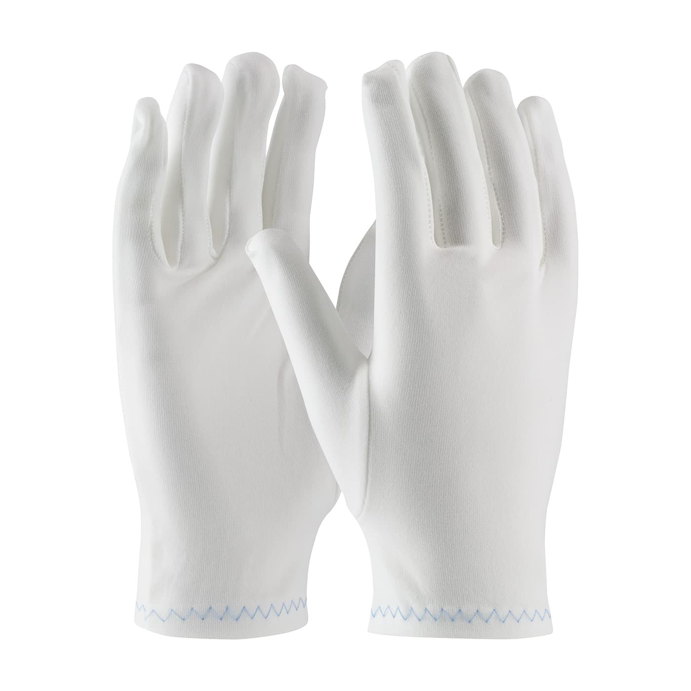 Heavy Weight Stretch Nylon Inspection Glove with Zig-Zag Stitched Rolled Hem - Full Fashion Pattern, White (98-700) - MENS