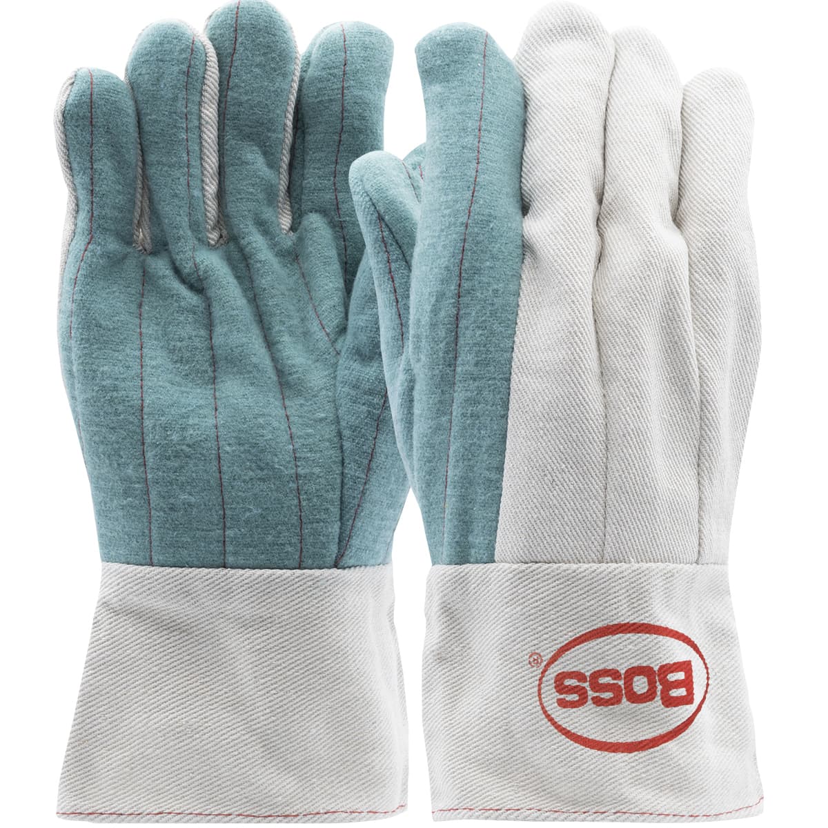 Regular Weight Hot Mill Glove with Band Top Cuff - 24 oz. - BOSS Logo, Natural (BG42SWSJI-L) - XL