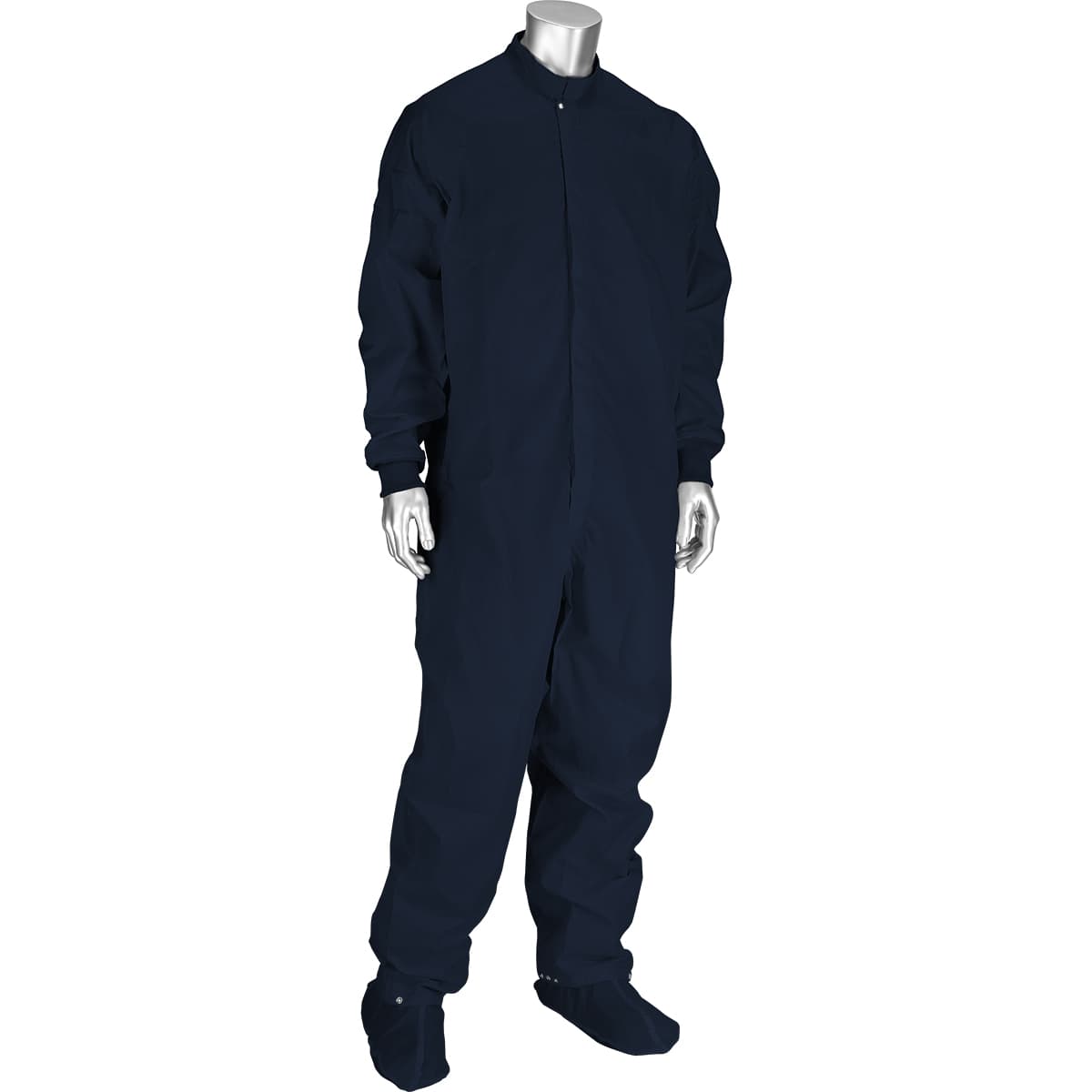 Light Blue Coverall With Raglan Sleeves, And Knit Cuffs