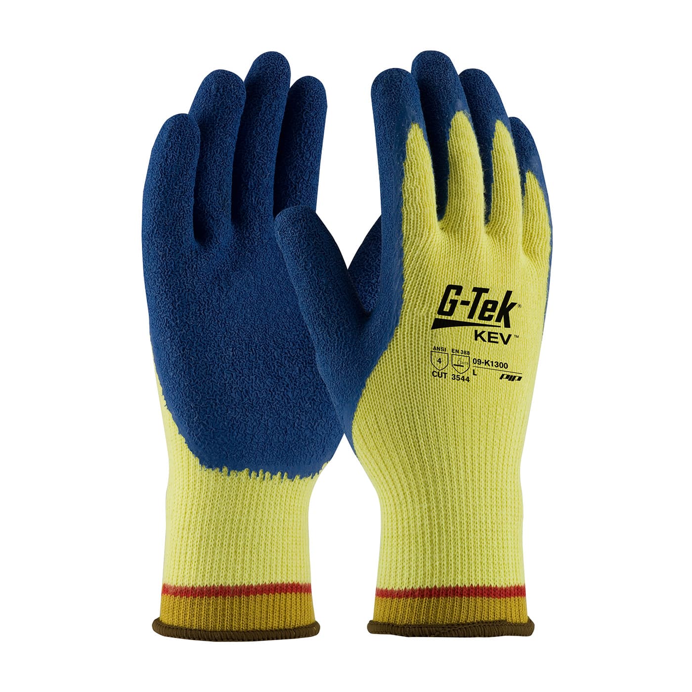 G-Tek KEV Seamless Knit DuPont Kevlar Glove with Latex Coated Crinkle Grip on Palm & Fingers (09-K1300)