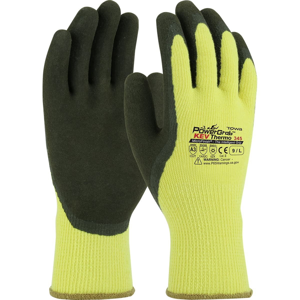 PowerGrab KEV Thermo Seamless Knit DuPont Kevlar / Acrylic Glove with Latex Coated MicroFinish Grip on Palm & Fingers (09-K1350)