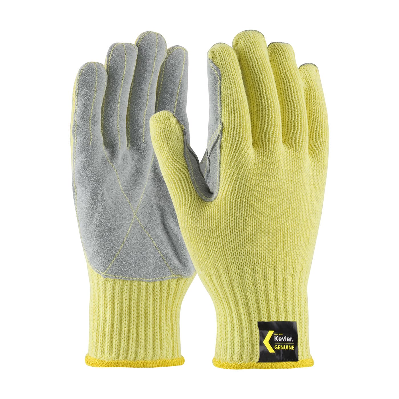 Kut Gard Seamless Knit DuPont Kevlar Glove with Split Cowhide Leather Palm and Kevlar Stitching - Knit Wrist (09-K300LP)
