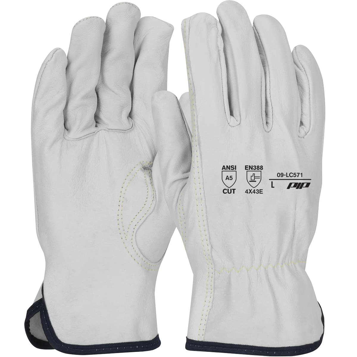 PIP Economy Top Grain Goatskin Leather Drivers Glove with HPPE Blend Lining - Keystone Thumb (09-LC571)