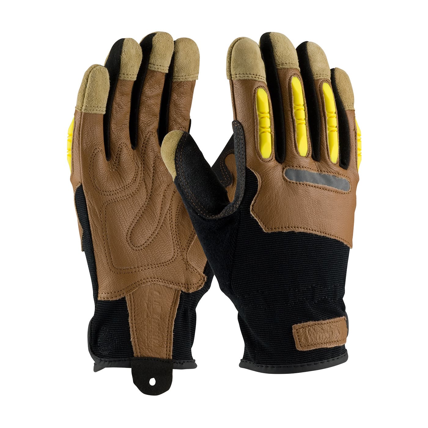 PIP Goatskin Leather Palm Glove with Leather Back and Finger TPR Impact Protection (120-4200)
