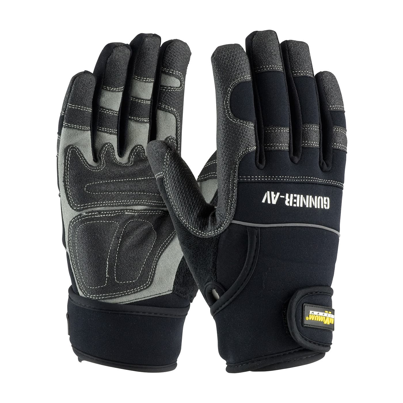 Gunner Av, Padded Synthetic Pvc/ Blk. Palm, Spandex Back,Wrist Strap