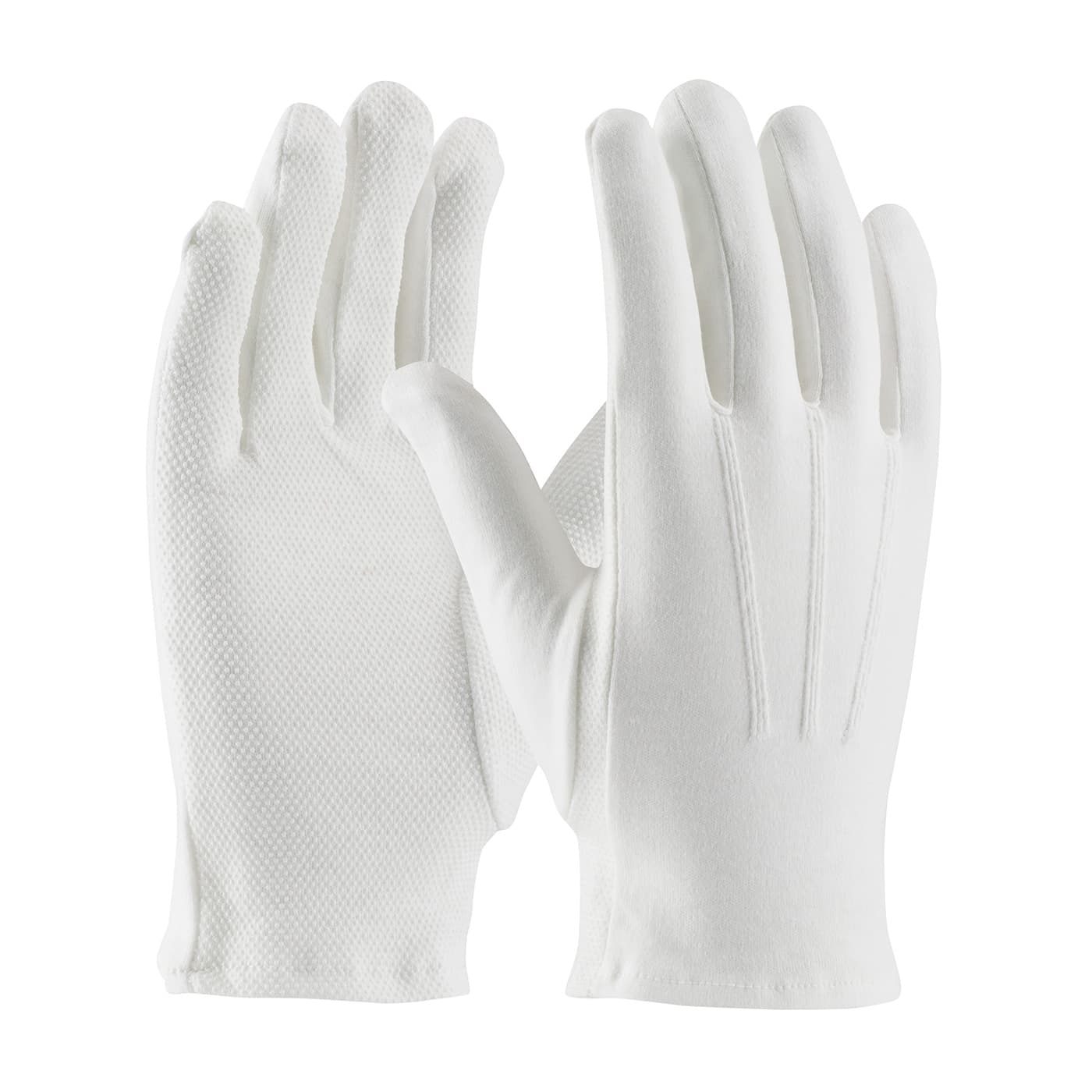 Cabaret 100% Cotton Dress Glove, Dotted Palm with Raised Stitching on Back - Open Cuff (130-100WMPD)