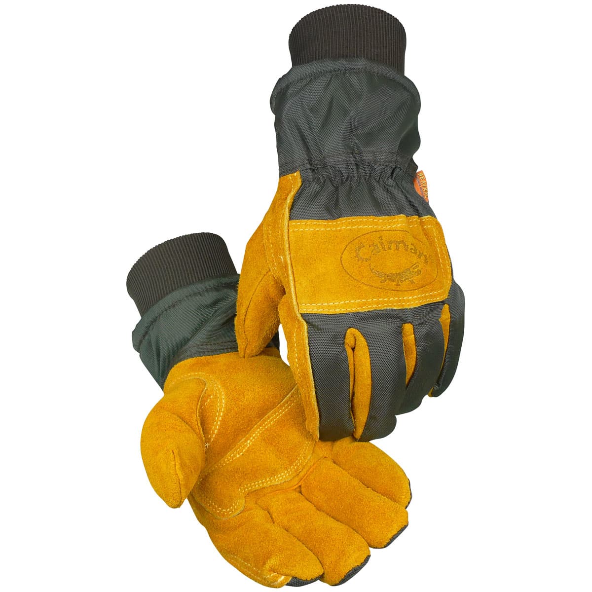 Caiman Premium Cowhide Leather Palm Glove with Wind Resistant Fabric Back - Heatrac Insulation (1352)