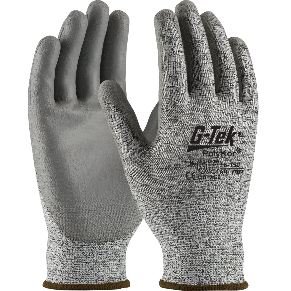 G-Tek Polykor, Salt & Pepper Shell, 13G, Gray Pu Smooth Grip, Vend Pack