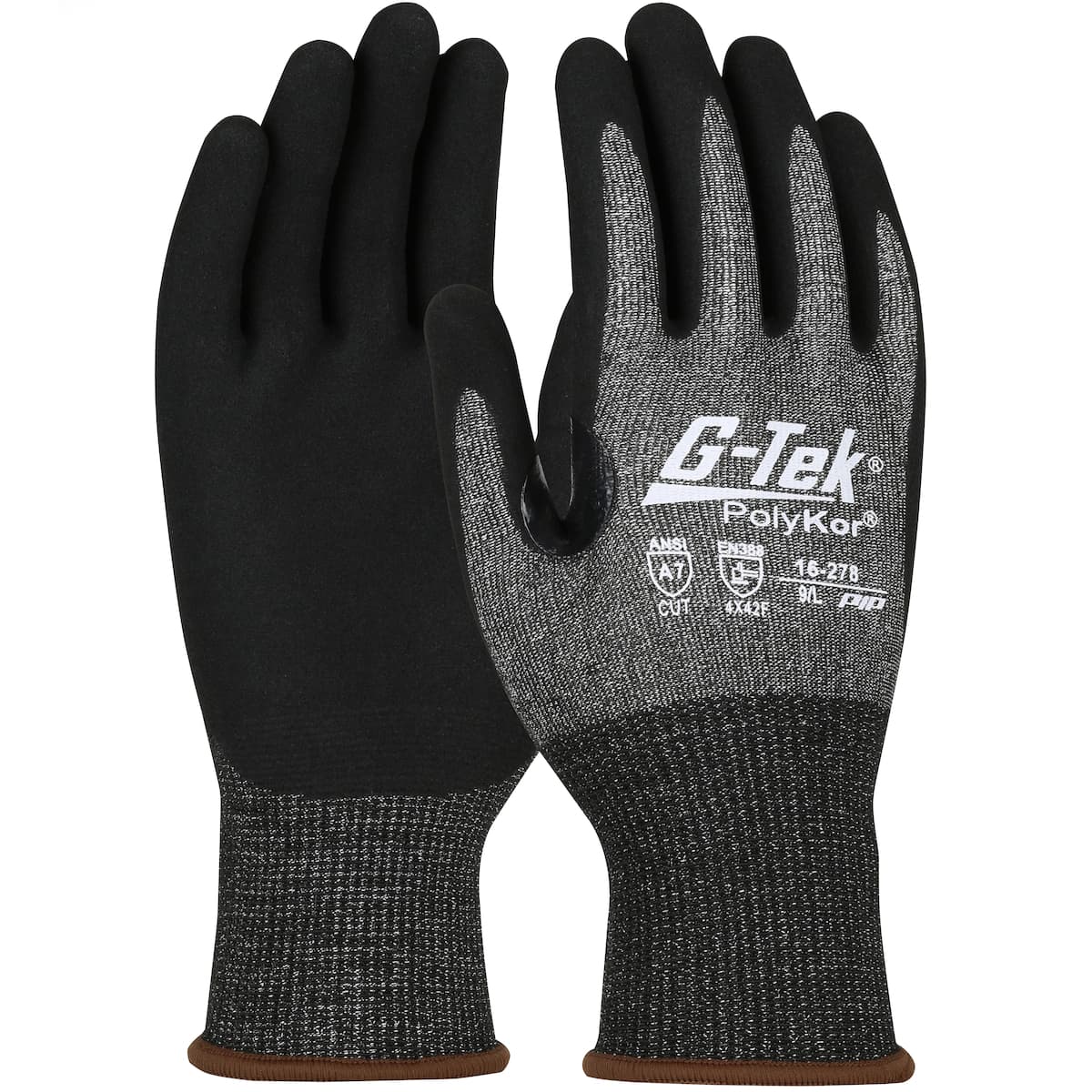 G-Tek PolyKor X7 Seamless Knit PolyKor X7 Blended Glove with Nitrile Coated MicroSurface Grip on Palm & Fingers - Touchscreen Compatible (16-278)