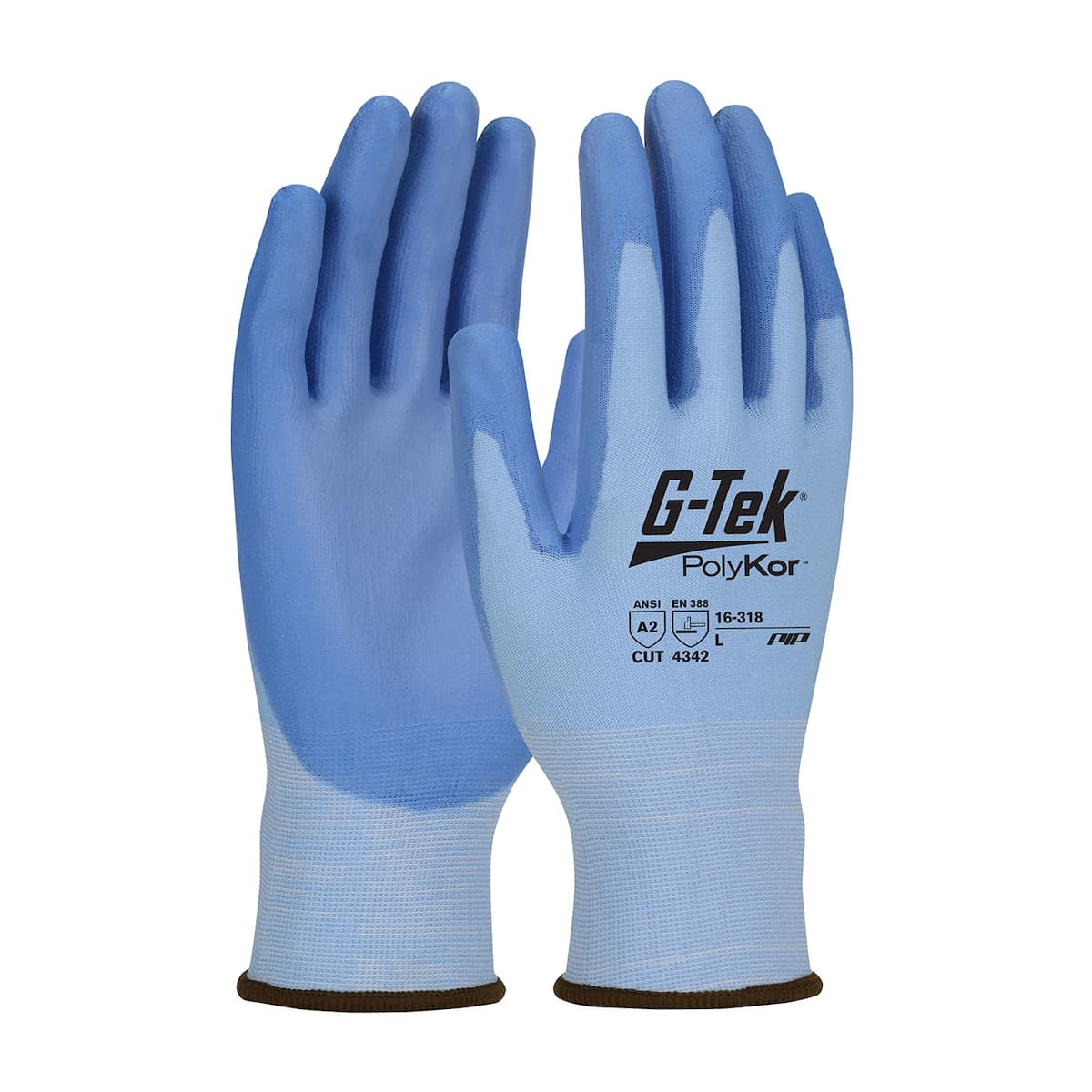 G-Tek PolyKor Seamless Knit PolyKor Blended Glove with Polyurethane Coated Grip on Palm & Fingers - Vend-Ready (16-318V)