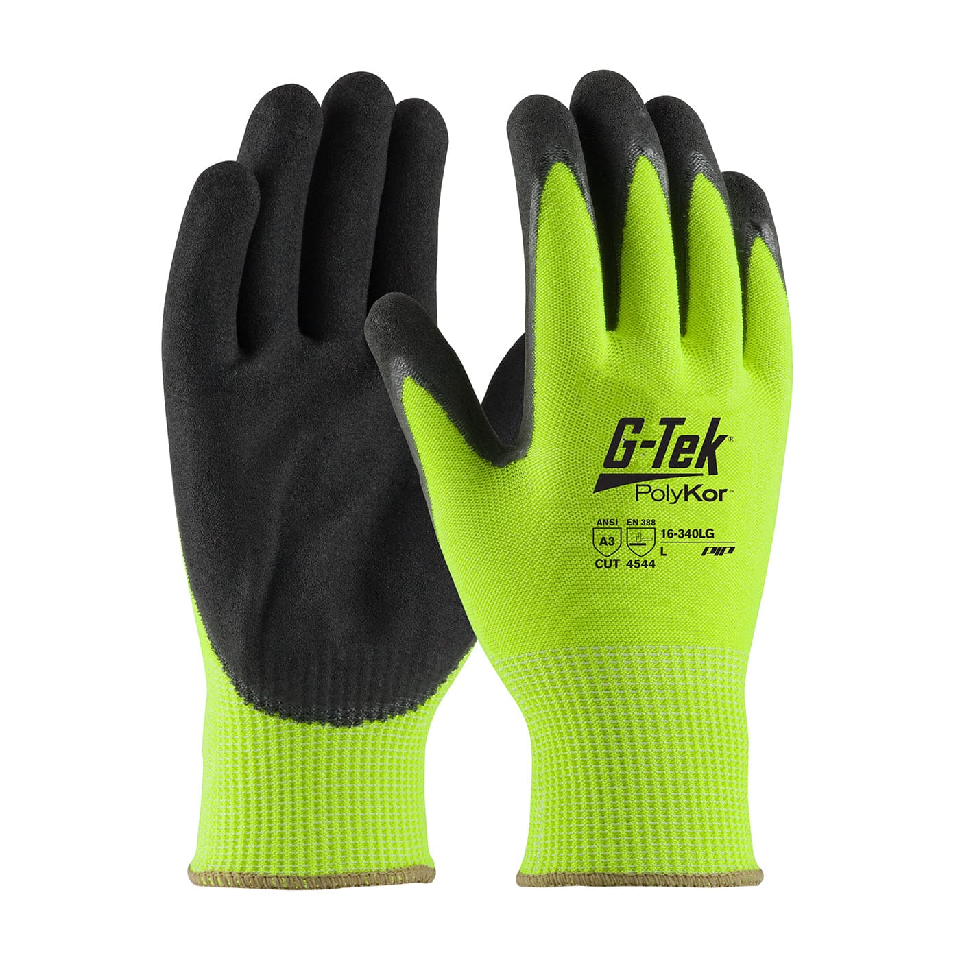 G-Tek Polykor, Hv Lime G 13G Shell, Dd Nitrile Microsurface Grip, A3