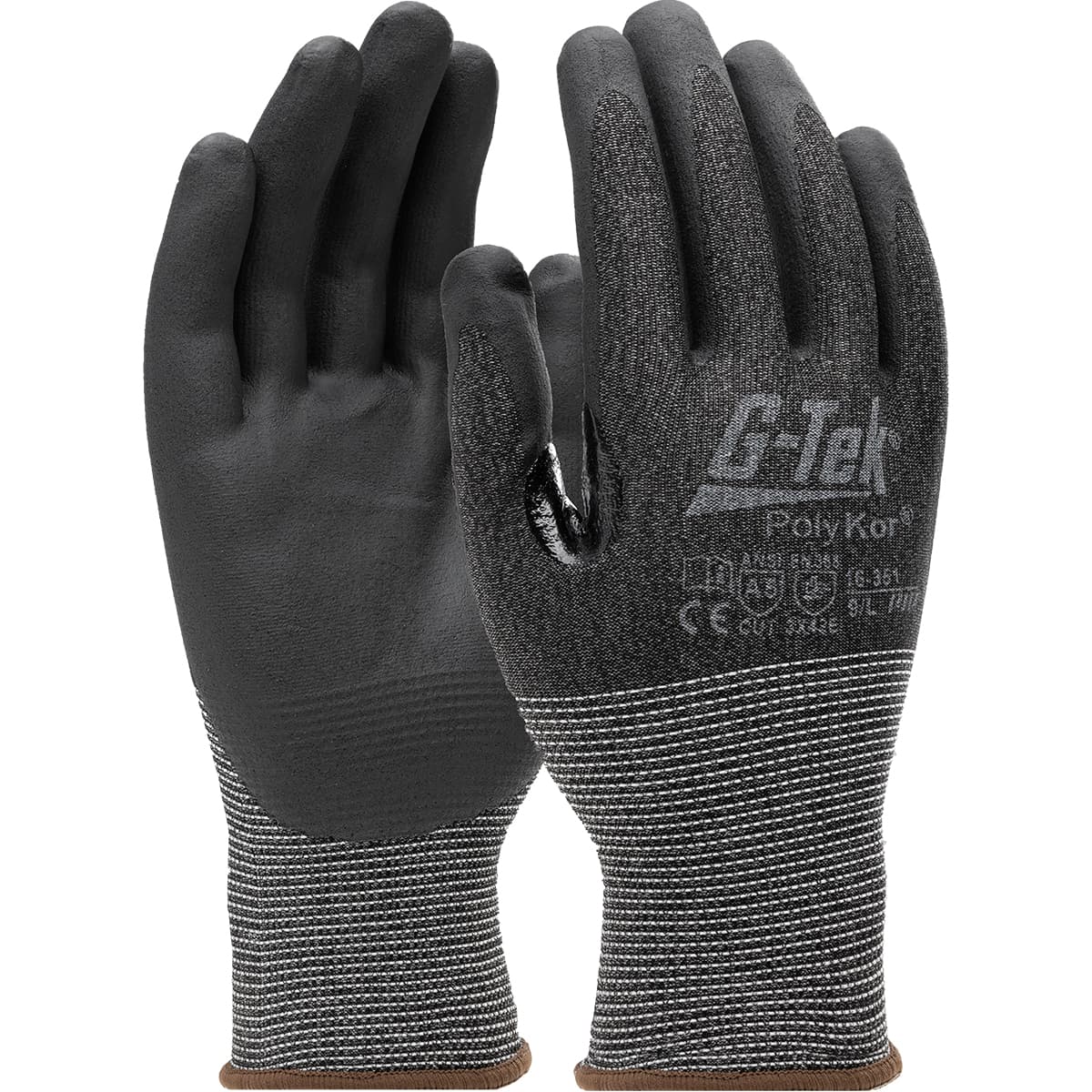 G-Tek PolyKor Seamless Knit PolyKor Blended Glove with Nitrile Coated Foam Grip on Palm & Fingers - 21 Gauge - Touchscreen Compatible (16-351)