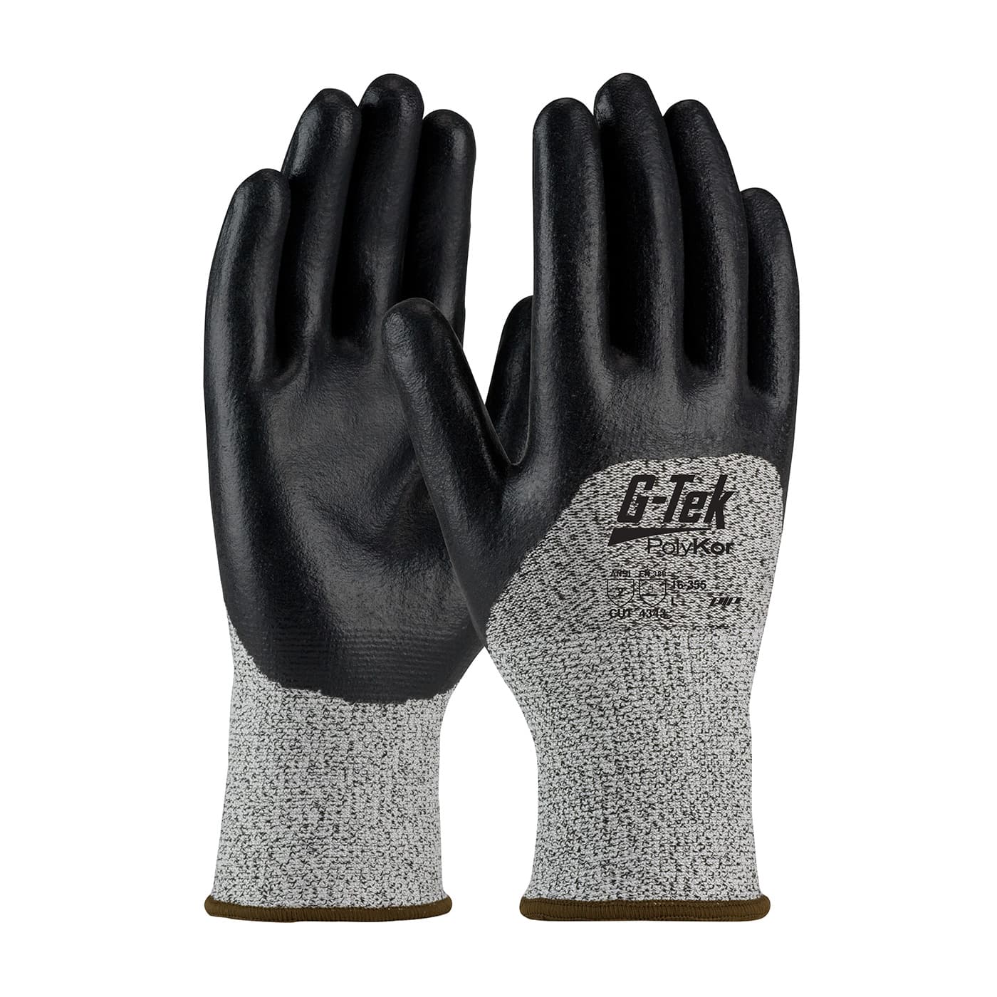 G-Tek PolyKor Seamless Knit PolyKor Blended Glove with Nitrile Coated Foam Grip on Palm, Fingers & Knuckles (16-355)