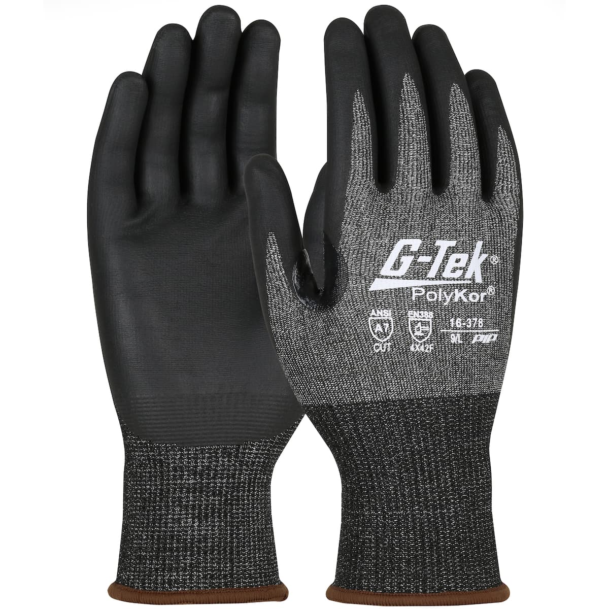 G-Tek Polykor, 18G Black Shell With X7 Tech, Black Foam Nitrile Grip, A7
