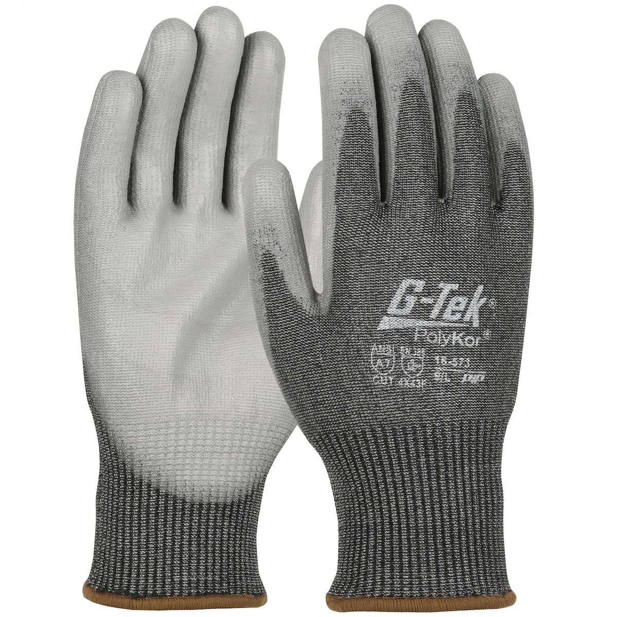 G-Tek PolyKor Seamless Knit PolyKor Blended Glove with Polyurethane Coated Flat Grip on Palm & Fingers - Touchscreen Compatible (16-573)