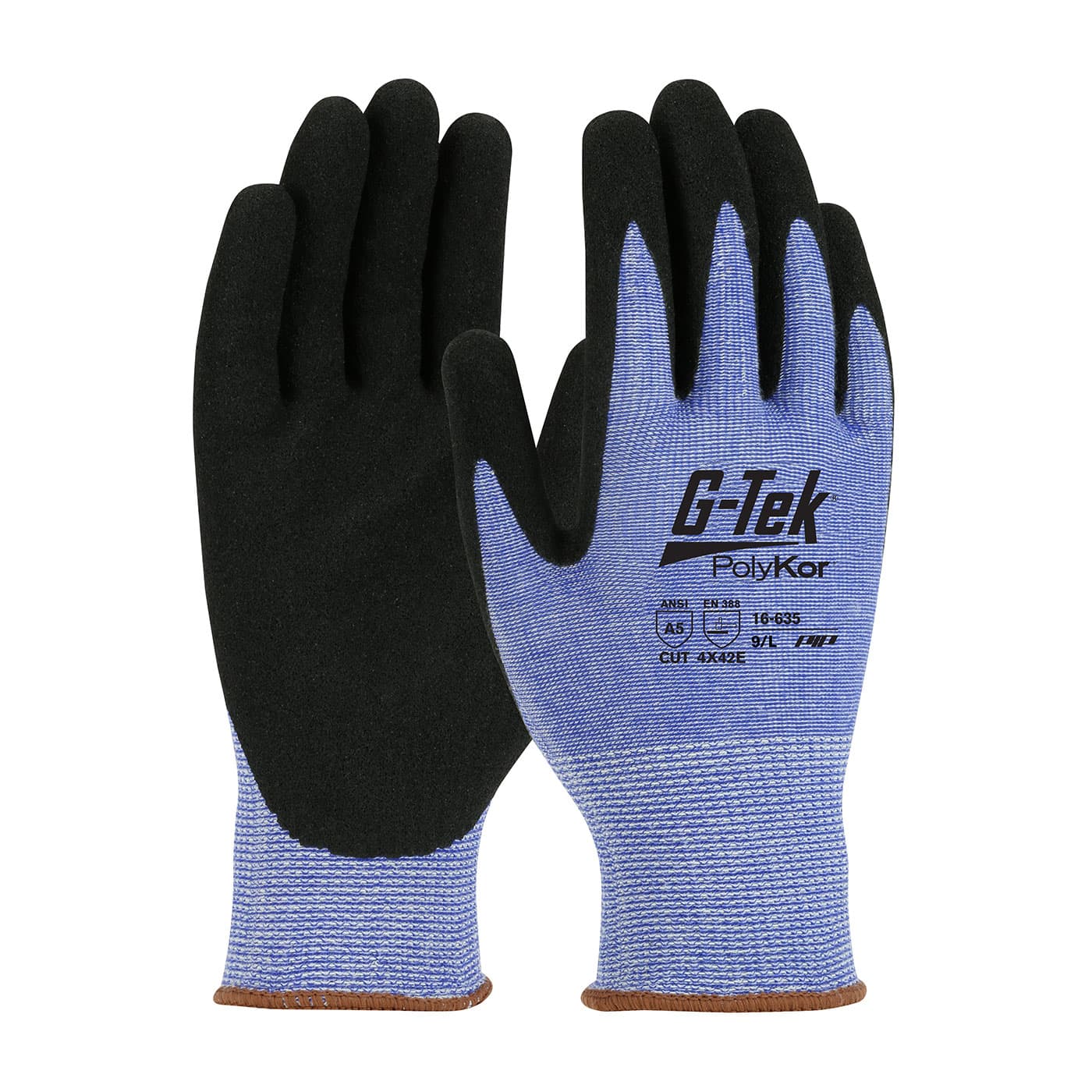 G-Tek PolyKor Seamless Knit PolyKor Blended Glove with Nitrile Coated MicroSurface Grip on Palm & Fingers (16-635)