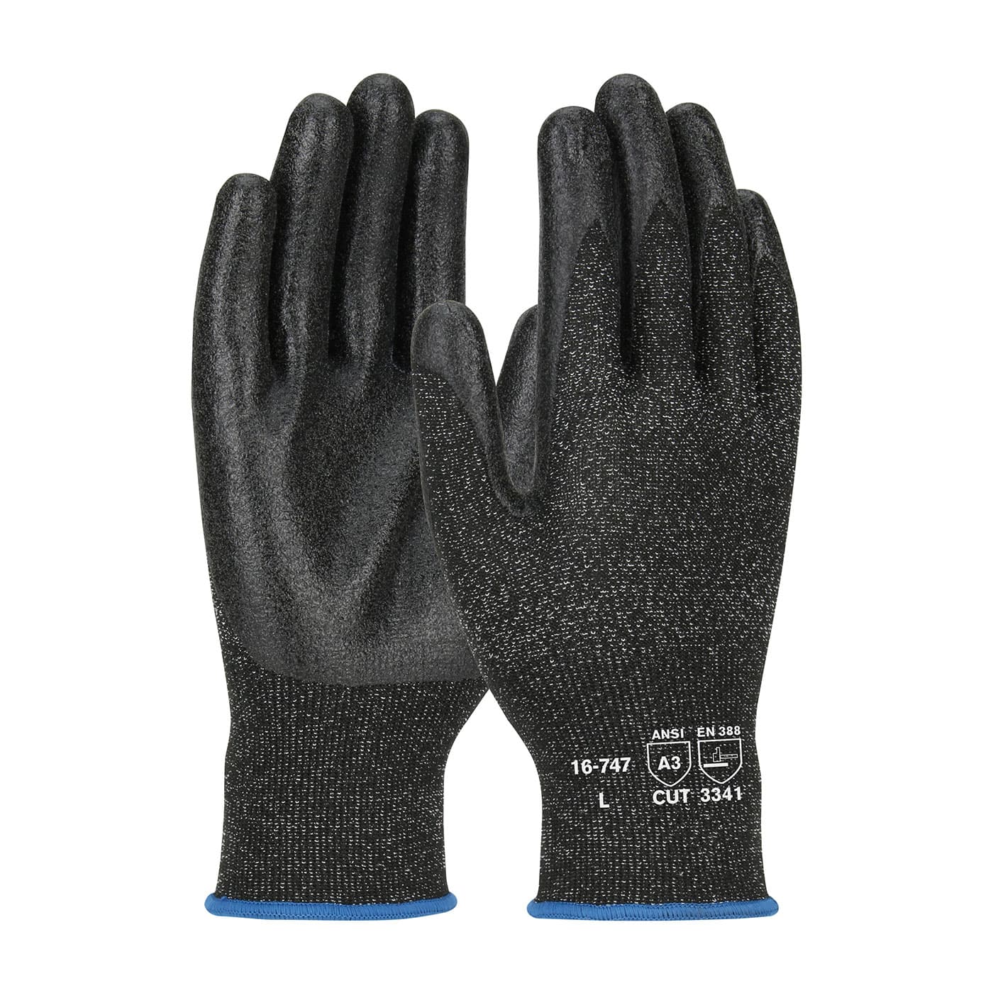 G-Tek PolyKor Seamless Knit PolyKor Blended Glove with PVC Coated Smooth Grip on Palm & Fingers (16-747)