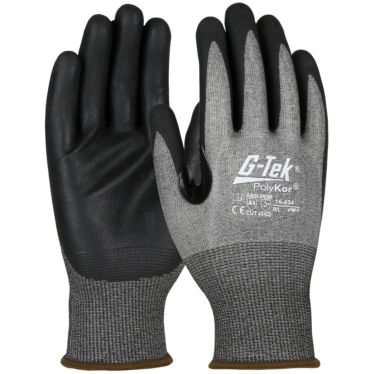 G-Tek PolyKor Seamless Knit PolyKor Blended Glove with Nitrile Coated Foam Grip on Palm & Fingers - Touchscreen Compatible - 18 Gauge (16-854)
