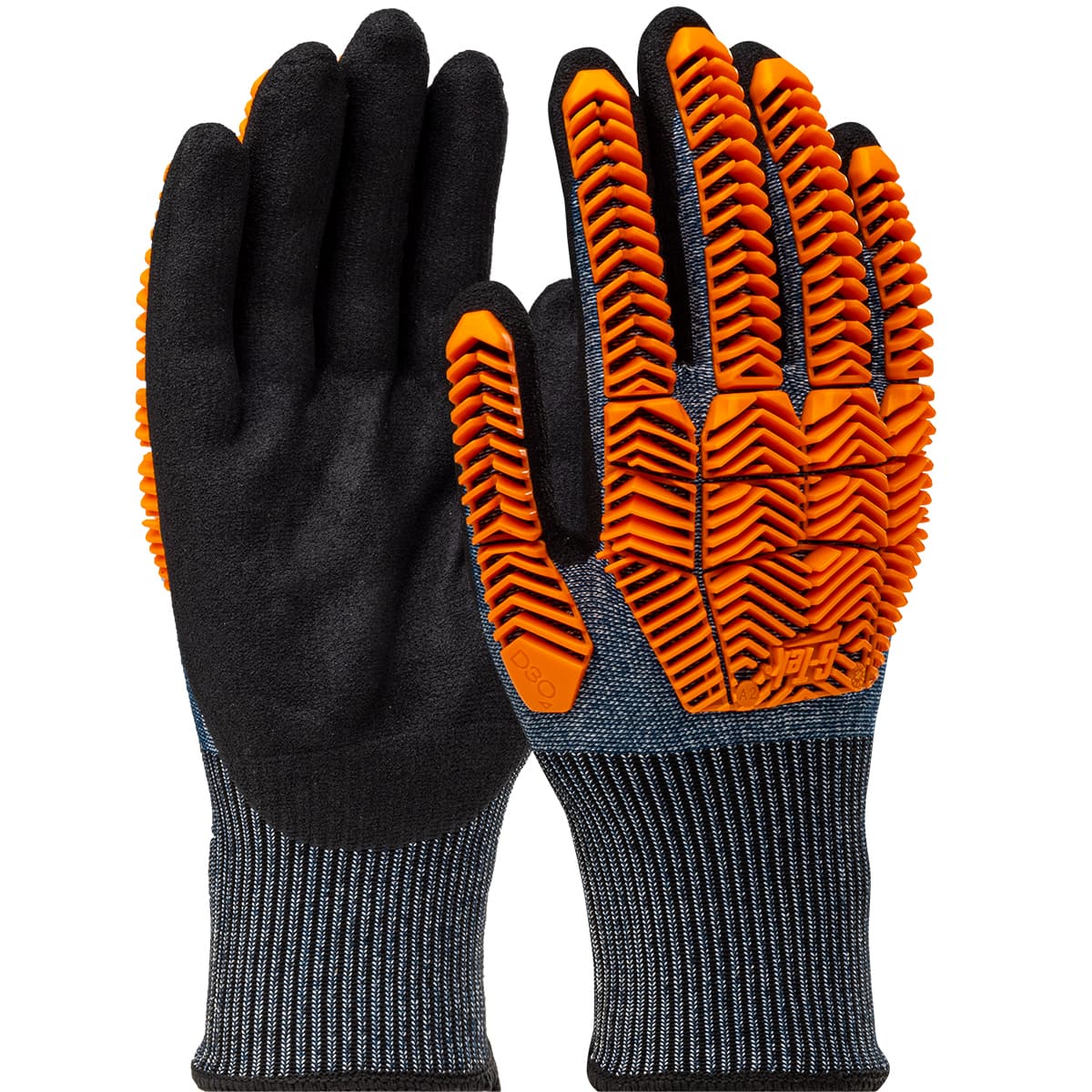 G-Tek® PolyKor® Seamless Knit PolyKor® Blended Glove with D3O® Impact Protection and Nitrile MicroSurface Coated Palm & Fingers (16-MPT430)