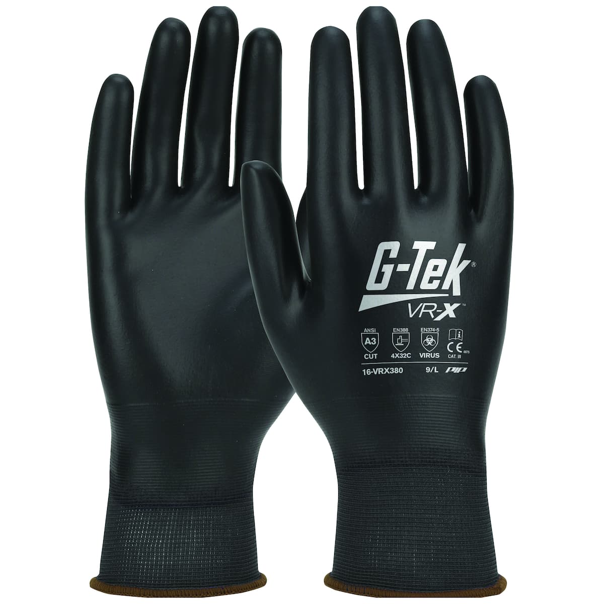 G-Tek VR-X Seamless Knit PolyKor Blended Glove with Polyurethane Advanced Barrier Coating Protection - Touchscreen Compatible (16-VRX380)