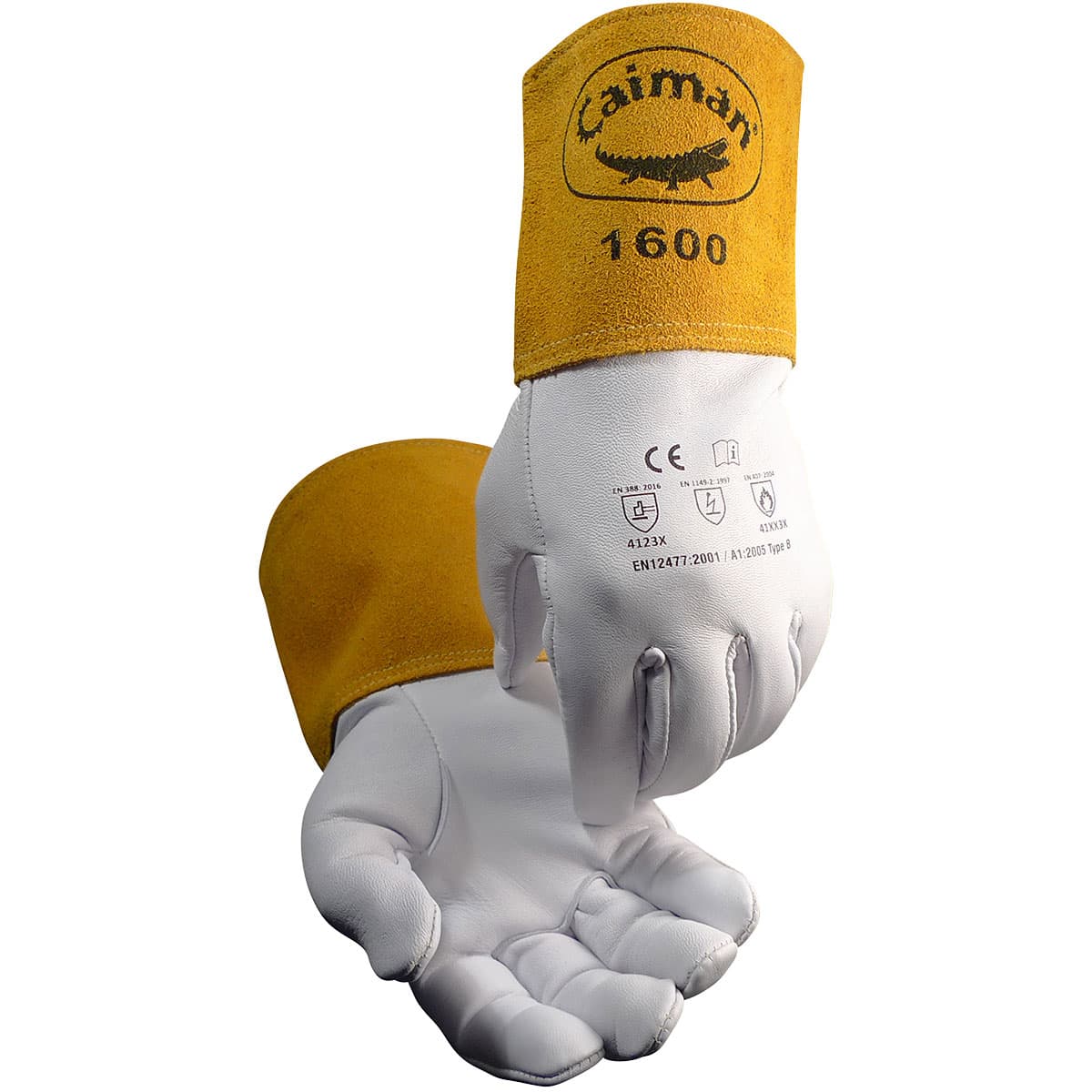 Caiman Premium Goat Grain TIG Welder's Glove with a 4 inch Gold Extended Cuff (1600)