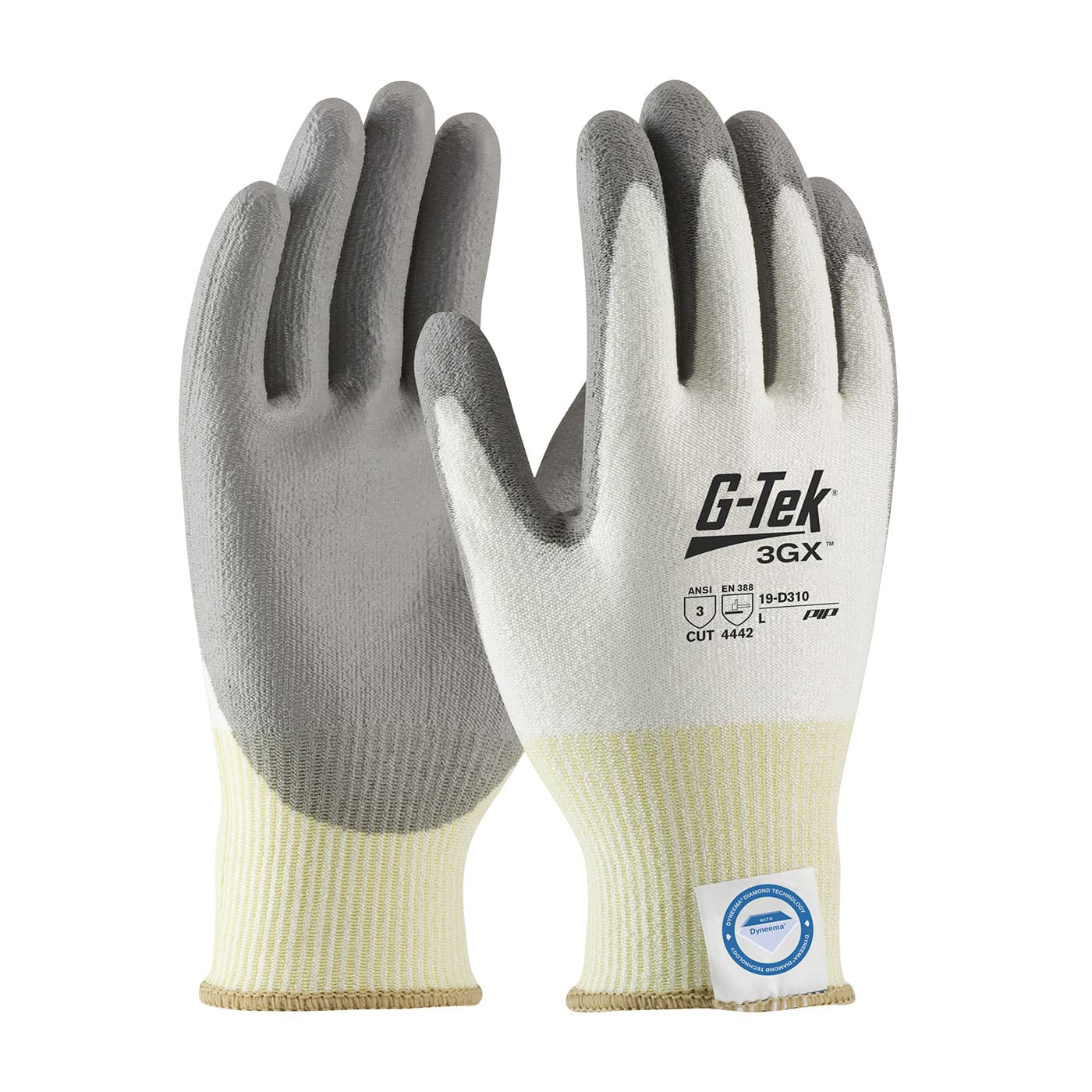 G-Tek 3GX Seamless Knit Dyneema Diamond Blended Glove with Polyurethane Coated Flat Grip on Palm & Fingers (19-D310)