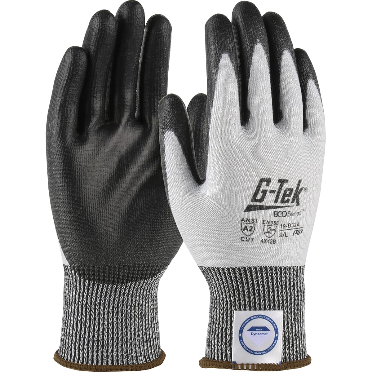G-Tek ECO Series Seamless Knit Dyneema Phoenix Blended Glove with Polyurethane Coated Flat Grip on Palm & Fingers (19-D324)