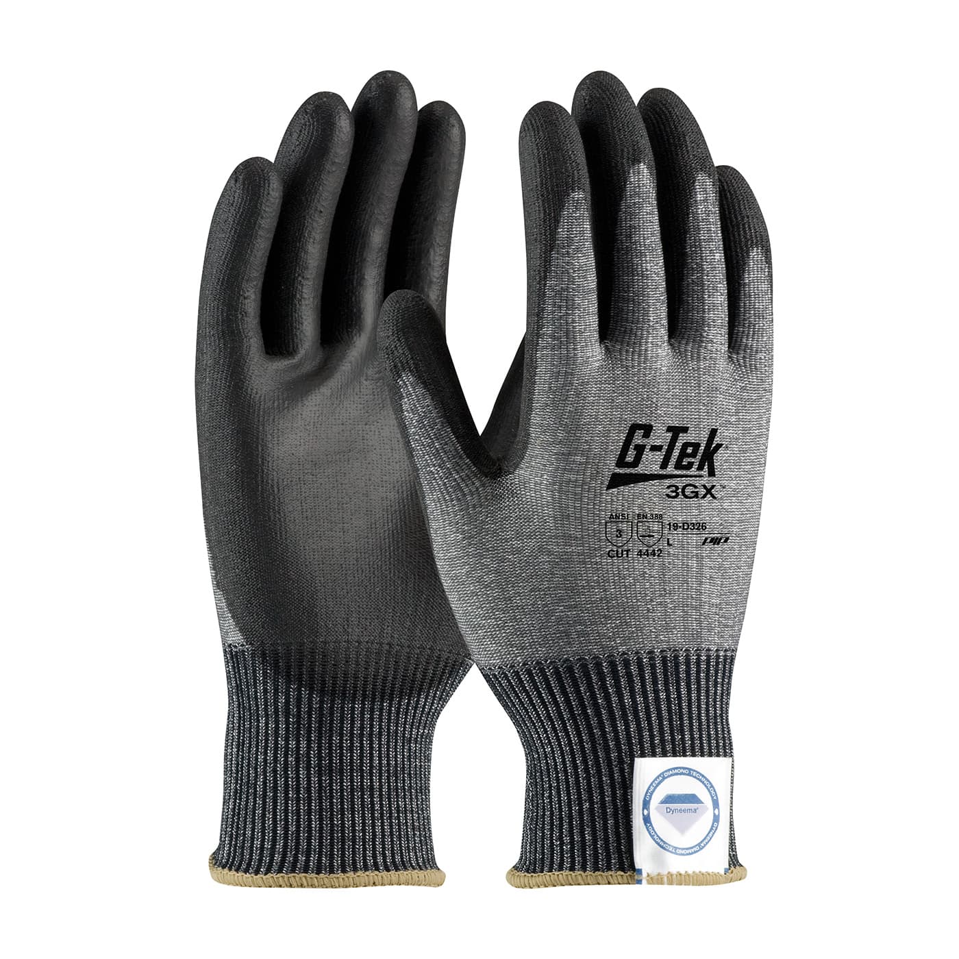 G-Tek 3GX Seamless Knit Dyneema Diamond Blended Glove with Polyurethane Coated Flat Grip on Palm & Fingers (19-D326)