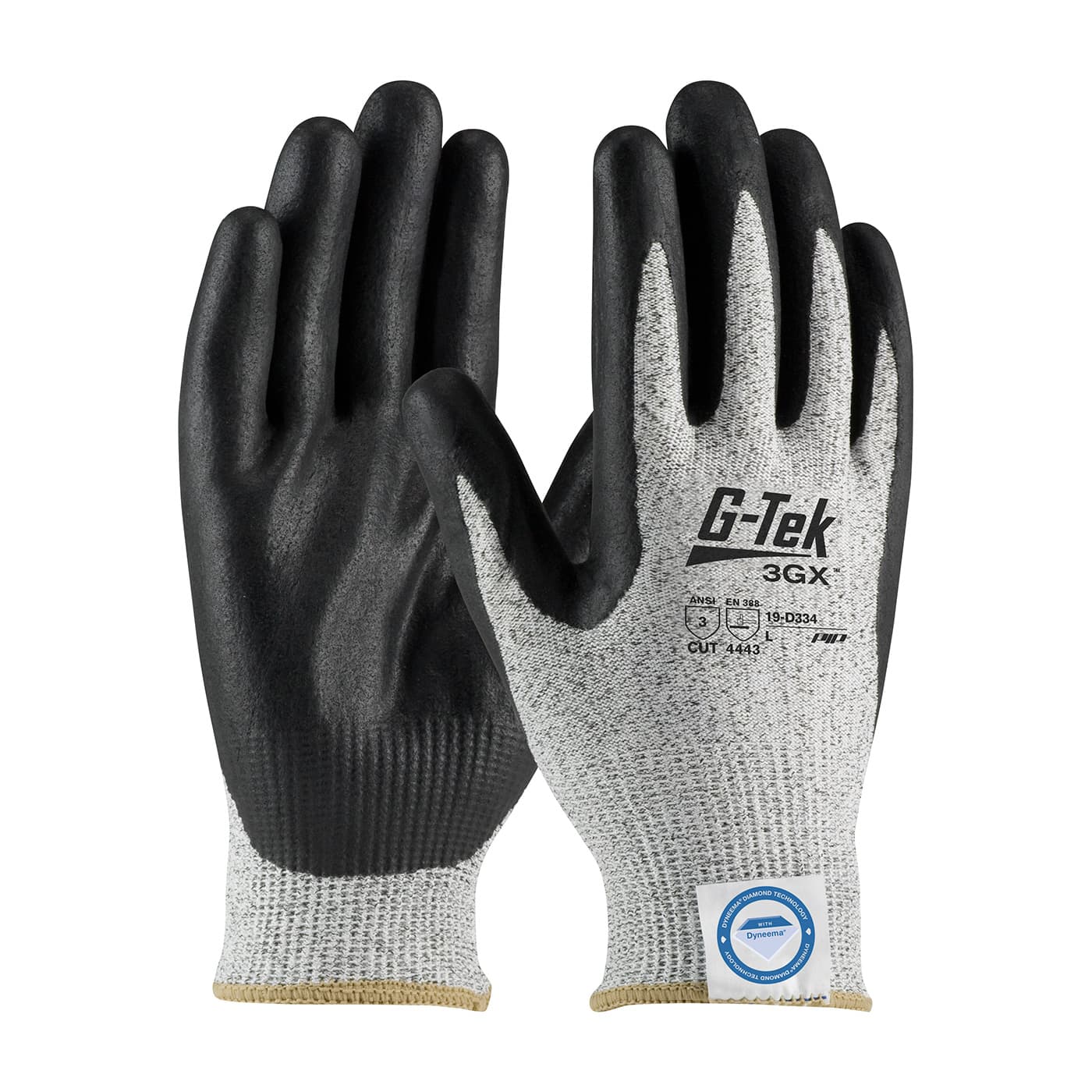 G-Tek 3GX Seamless Knit Dyneema Diamond Blended Glove with Nitrile Coated Foam Grip on Palm & Fingers (19-D334)