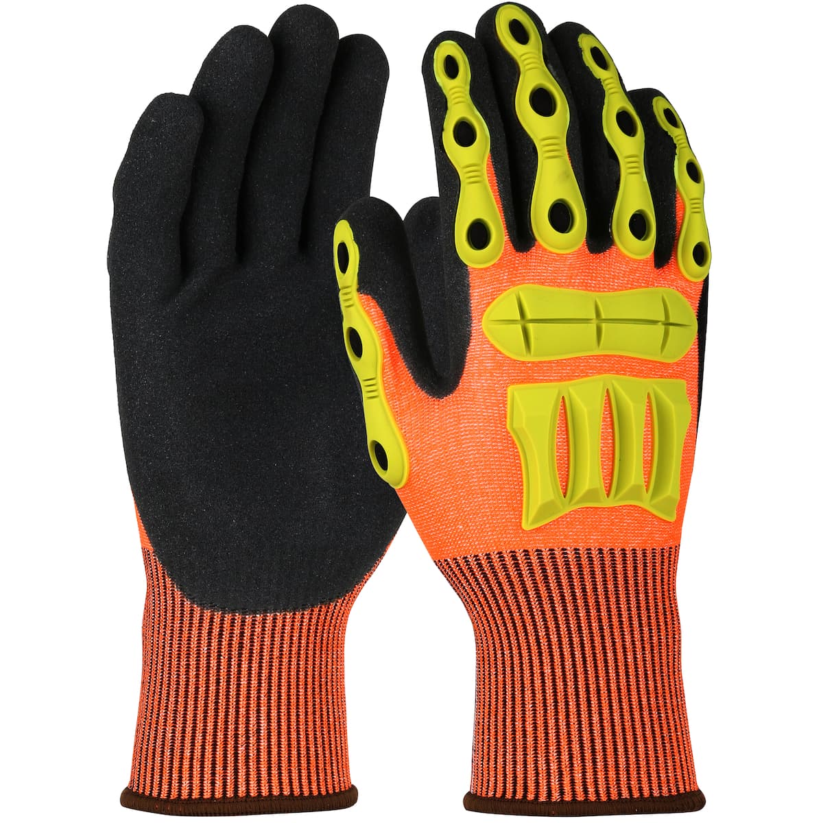 G-Tek Seamless Knit HPPE Blended Glove with Impact Protection and Sandy Nitrile Coated Palm & Fingers (1CF7006FTPR)