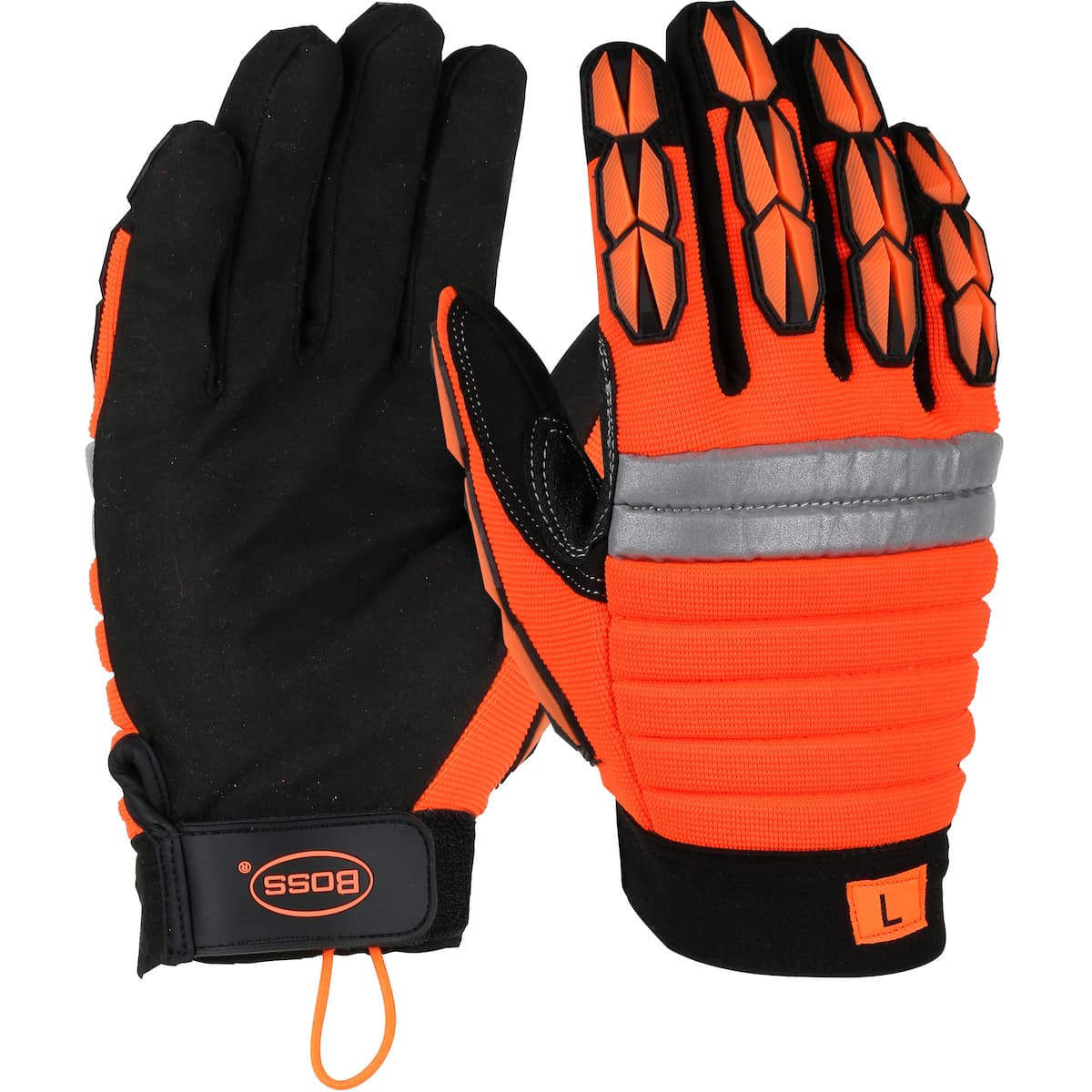 Boss Miners' Mechanic Synthetic Leather Palm with Foam Padded Back and Finger TPR Impact Protection (1JM400)