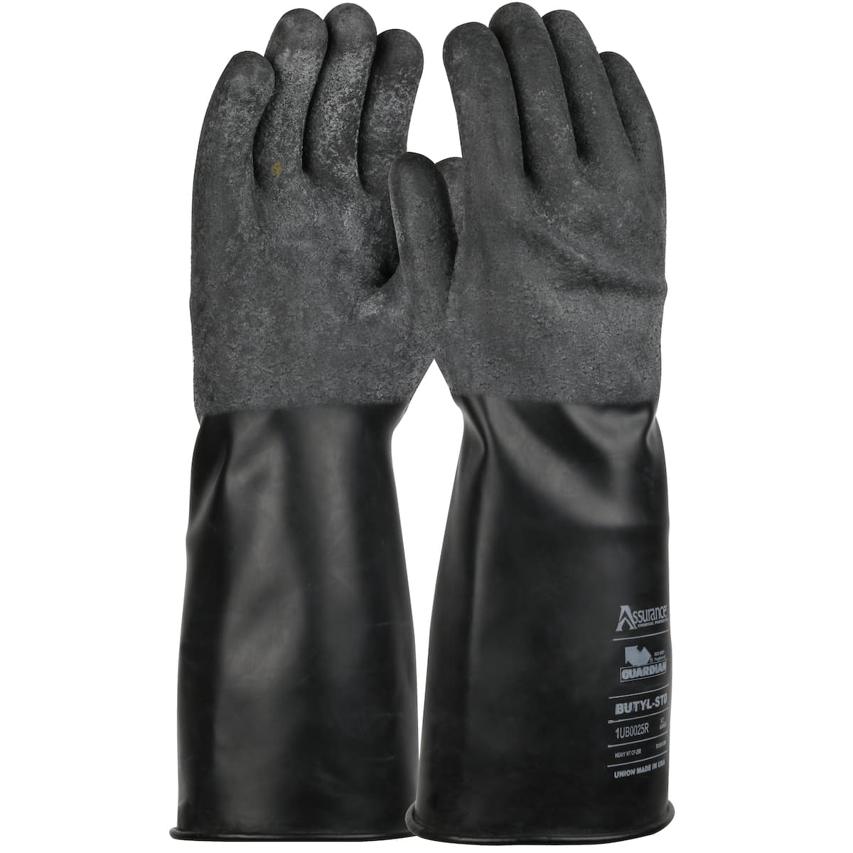 Assurance Guardian 14 inch Long 25 Mil Butyl Rubber Glove with Rough-Grip (1UB0025R)