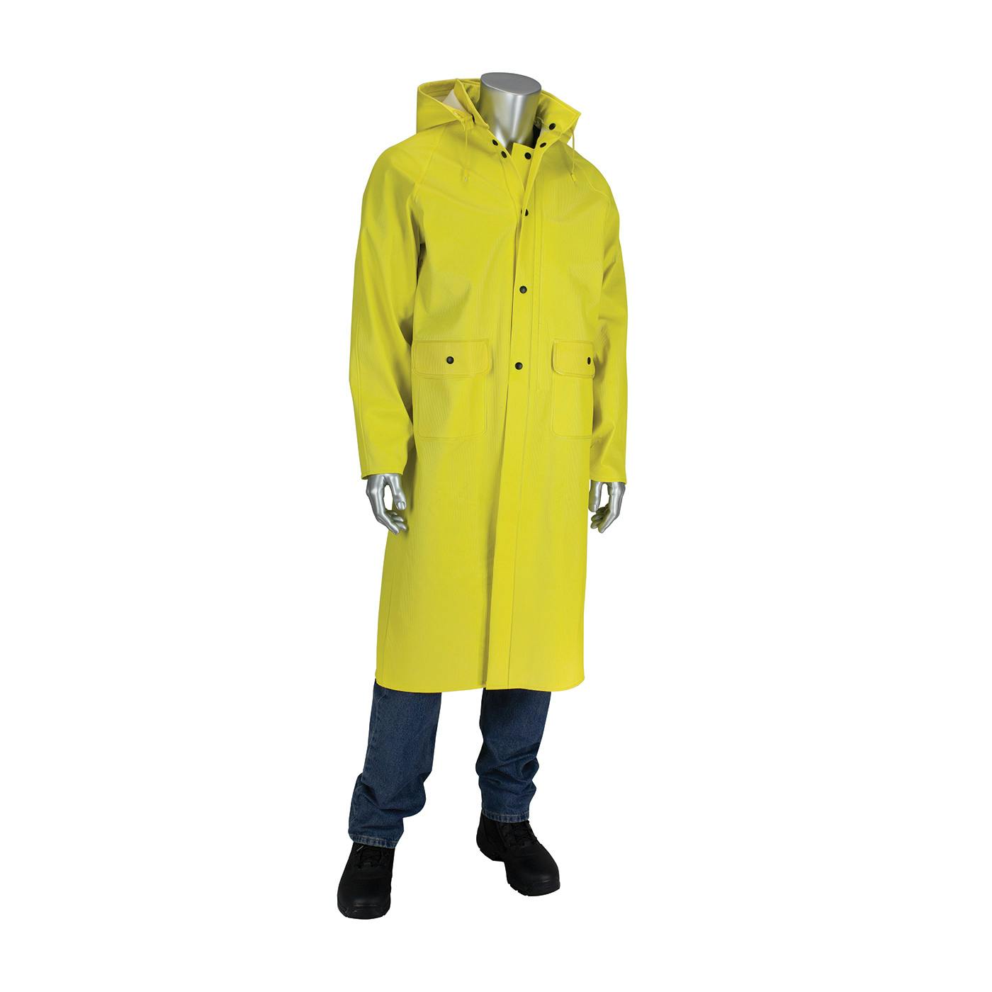 Ribbed PVC 48" Jacket with Hood - 0.65 mm, Yellow (201-650C)