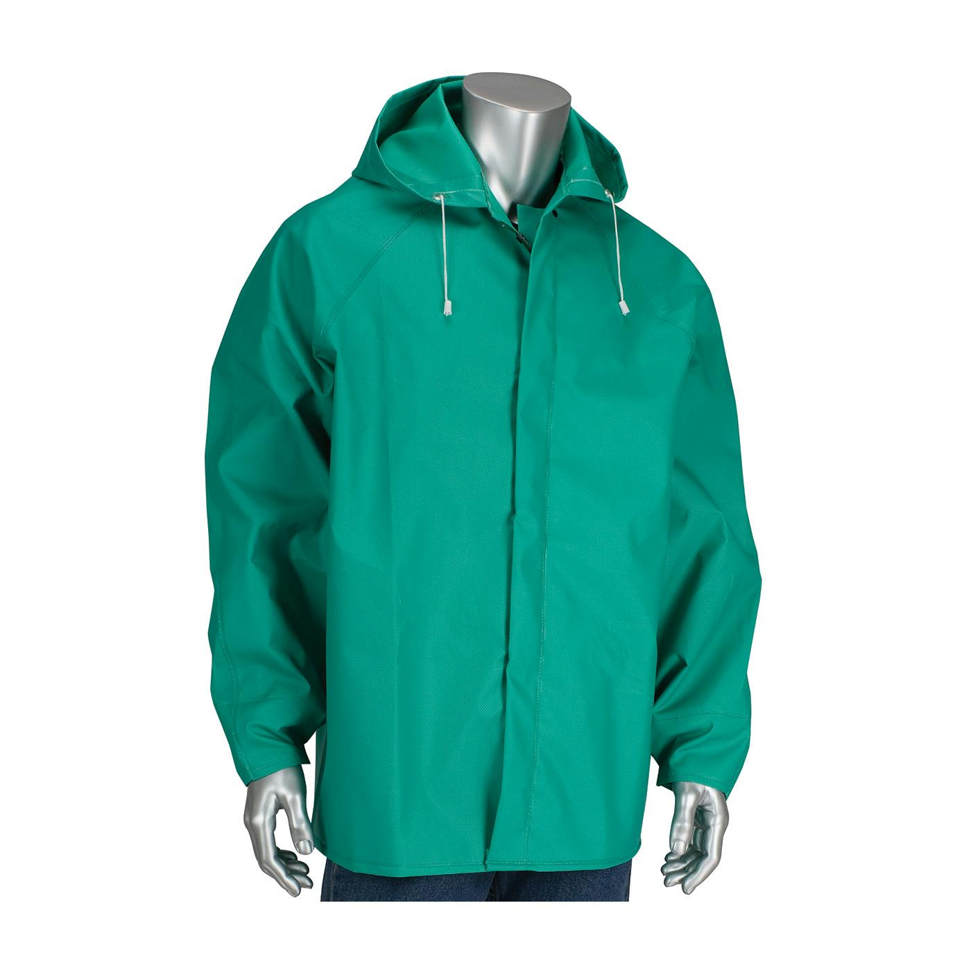 Treated PVC Jacket with Hood - 0.42 mm, Green (205-420JH)