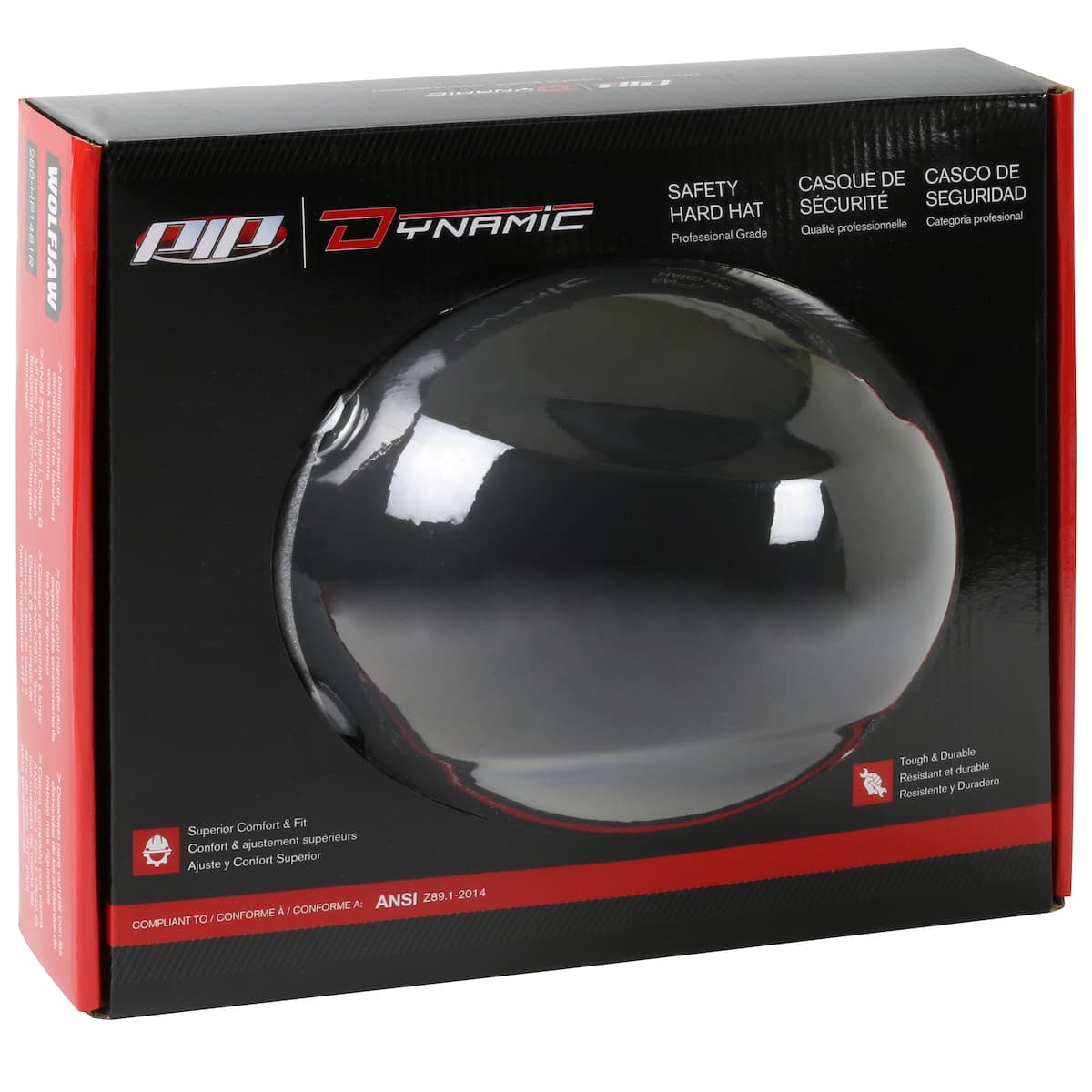 Wolfjaw Full Brim Smooth Dome Hard Hat with Fiberglass Resin Shell, 8-Point Riveted Textile Suspension and Wheel-Ratchet Adjustment (280-HP1481R)