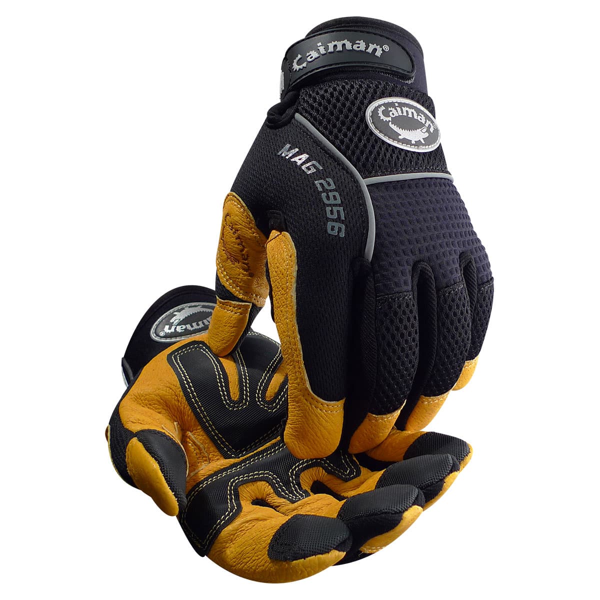 Caiman MAG Multi-Activity Glove with Padded Grain Leather Palm and Black AirMesh Back (2956)
