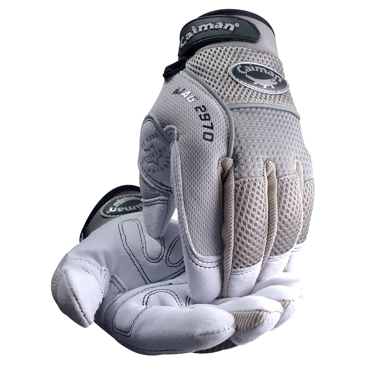 Caiman MAG Multi-Activity Glove with Padded Deerskin Leather Palm and Gray AirMesh Back (2970)