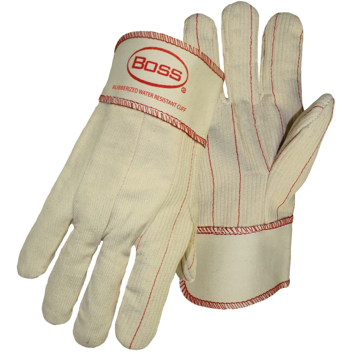 Boss Cotton Corded Double Palm Glove with Nap-In Finish - Rubberized Safety Cuff (30SI)