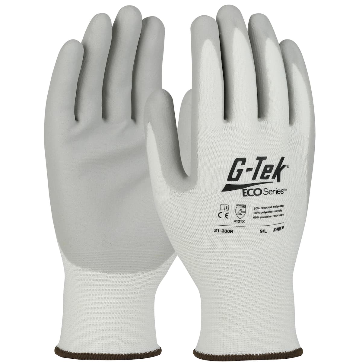 G-Tek ECO Series Seamless Knit Recycled Yarn / Spandex Blended Glove with Nitrile Coated Foam Grip on Palm & Fingers (31-330R)
