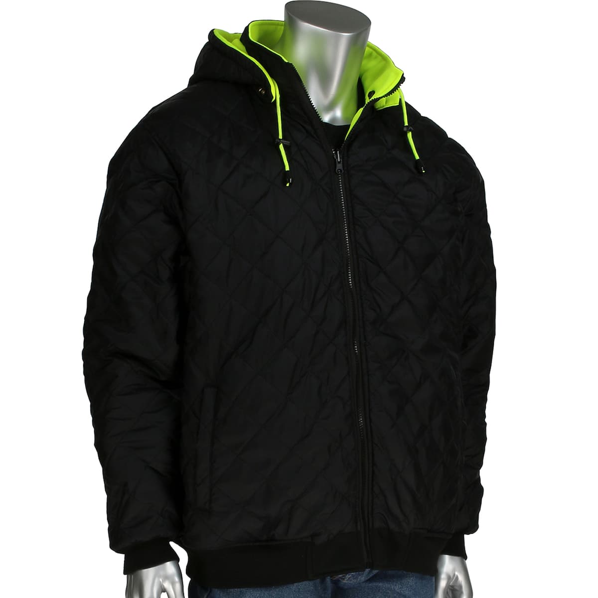 ANSI Type R Class 3 Reversible Full Zip Hooded Sweatshirt with Black Bottom, Hi-Vis Yellow (323-1400S)_3