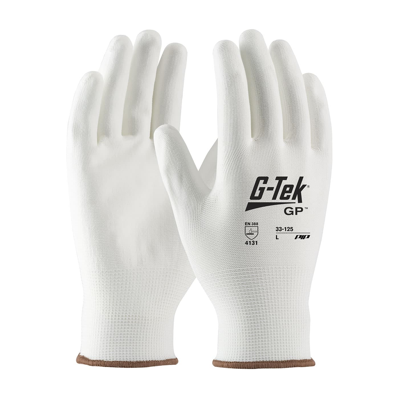 G-Tek Seamless Knit Nylon Blend Glove with Polyurethane Coated Flat Grip on Palm & Fingers (33-125)