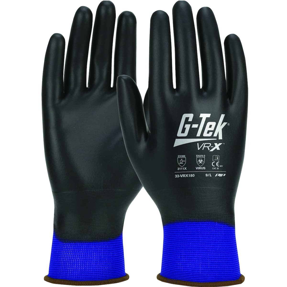 G-Tek VR-X Seamless Knit Nylon Glove with Polyurethane Advanced Barrier Protection Coating on Full Hand - Touchscreen Compatible (33-VRX180)