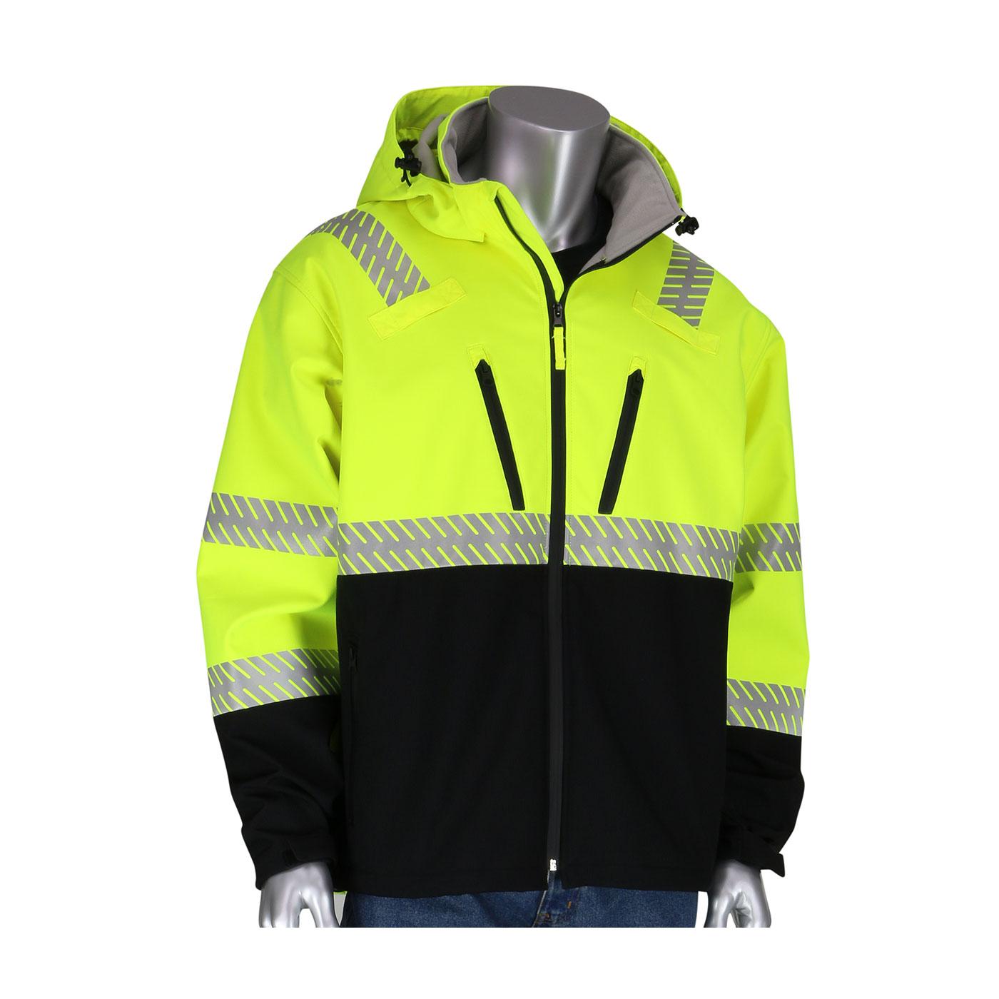 ANSI Type R Class 3 Ripstop Softshell Black Bottom Jacket, Hi-Vis Yellow (333-1550)_1