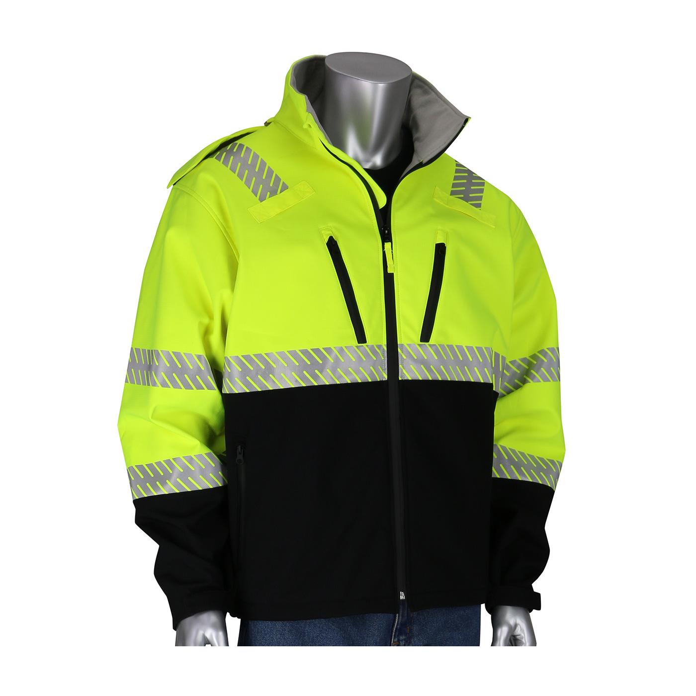 ANSI Type R Class 3 Ripstop Softshell Black Bottom Jacket, Hi-Vis Yellow (333-1550)_2