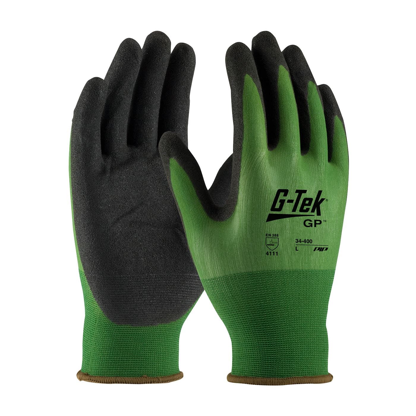 G-Tek Seamless Knit Nylon Glove with Nitrile Coated MicroSurface Grip on Palm & Fingers - 18 Gauge (34-400)